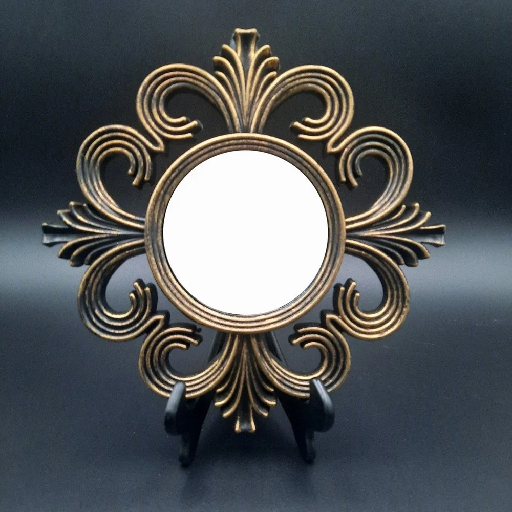 Set of 2 Ornate Gold Black Decorative Wall Mirrors Baroque Vintage Style Plastic